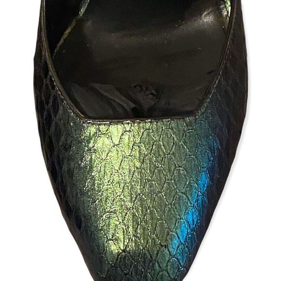 YSL Metallic Snakeskin Platform Pumps with Mirror Heel, Size 7.5 - Picture 5 of 7